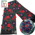 New Design Colorful Modern Flat Embroidered Bridal Luxury Lace 3D Tulle Floral Embroidered Net Fabric Dress Fabric