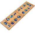 Wholesale Bamboo Folding Mancala Board Game Set with Glass Beads Travel-friendly Mancala Board for Board Game Lovers