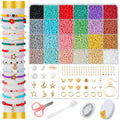 6000pcs Set of 3/4mm Crystal Spacer Glass Beads 24 Colors Rice Beads for Jewelry Making DIY Accessories Bead Kit