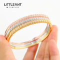 Hot Selling Fashion Jewelry Brass Gold Silver Plated Women's Bridal Wedding Bangle and Ring Set for Gift