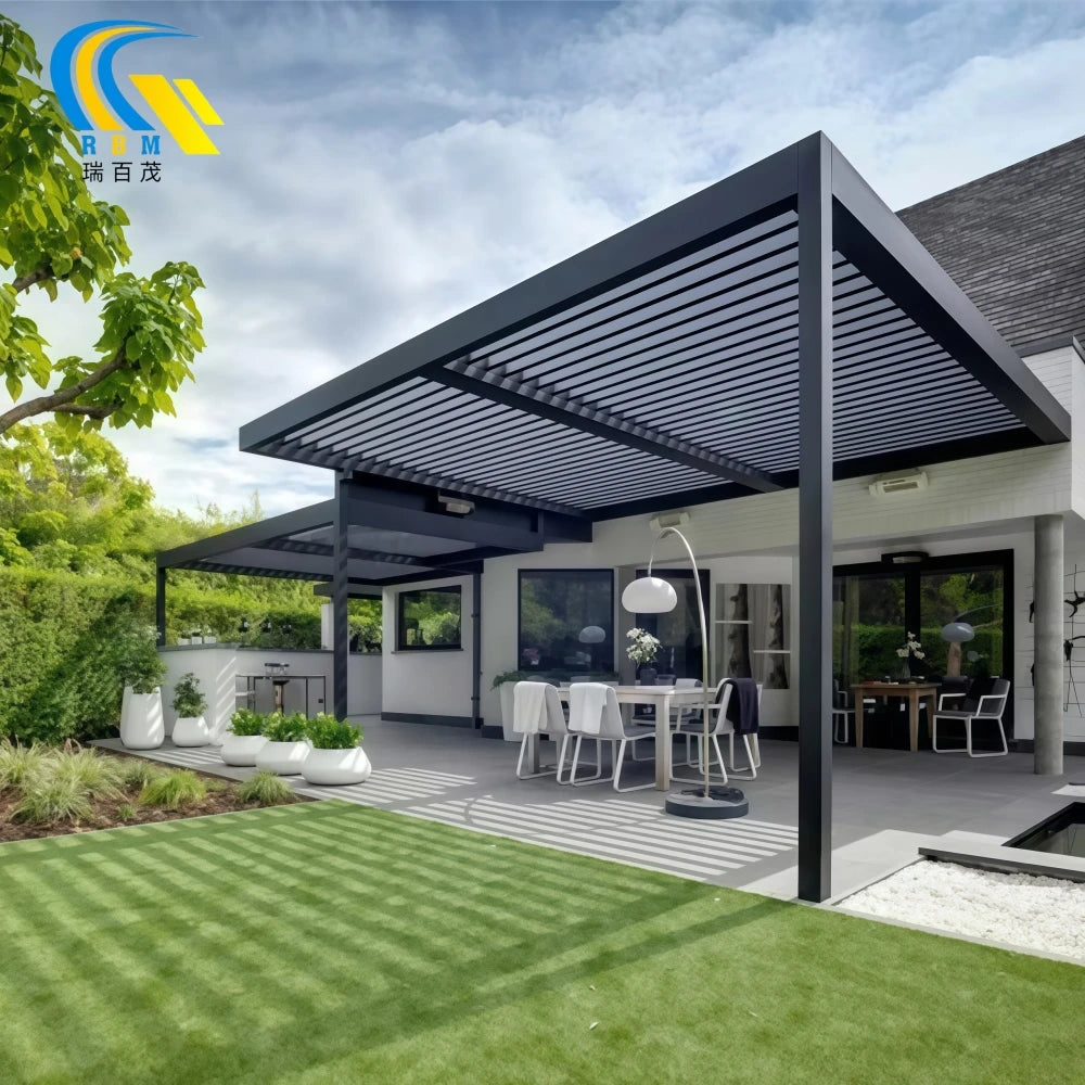 Waterproof Remote Control Bioclimatica System Motorized Arches Arbours Pergolas Bridge Louvered Pergola Kit