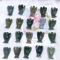 Pocket Stone Healing Craft Angel Carvings Statue Carved Natural Stone Moss Agate Crystal Guardian Angel Figurine