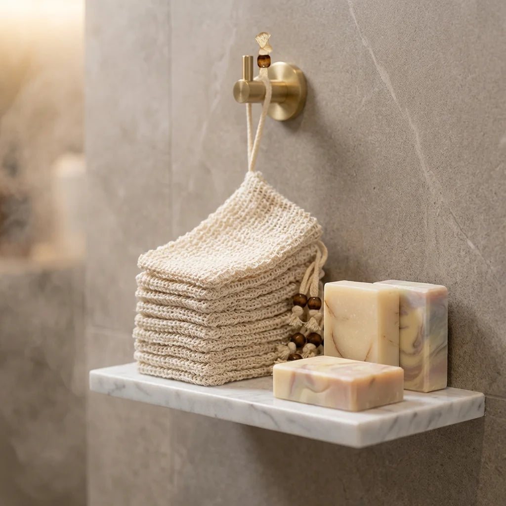Eco Friendly Sisal Soap Bags Drawstring Natural Jute Soap Saver Pouch for Scraps Massage