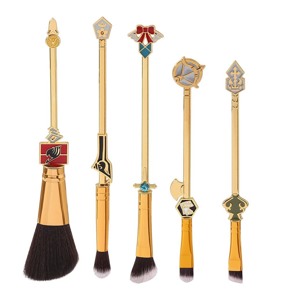 Anime Fairy Tail Makeup Brushes Set with Crystal Bowknot & Flower Pattern Christmas Gift for Women