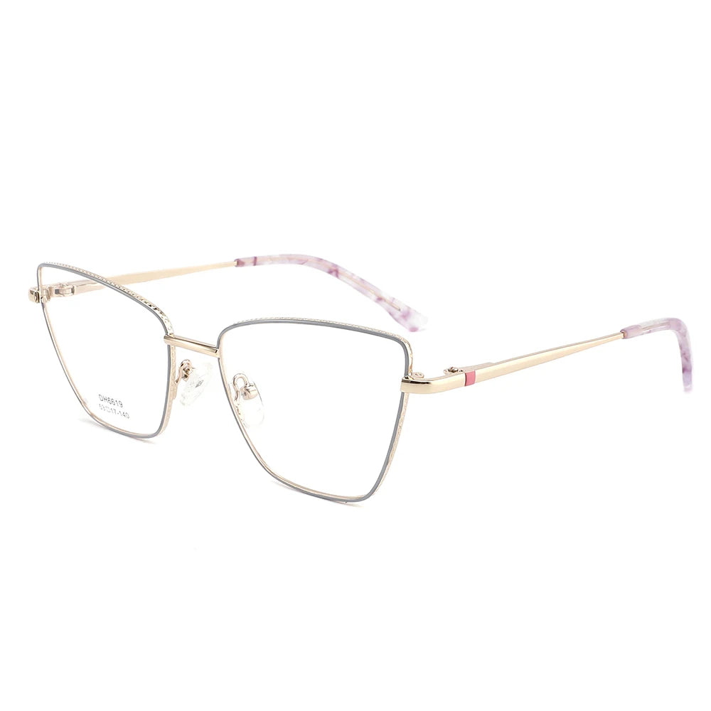 DH6619 Popular Classic Ladies Cat Eye Shape Metal Full Light Frame Optical Glasses