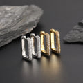 18K Gold Silver Plated Brass Ear Cuff Stud Hip Hop Earring CZ Rectangle Cubic Zircon Diamond Hoop Earrings for Women