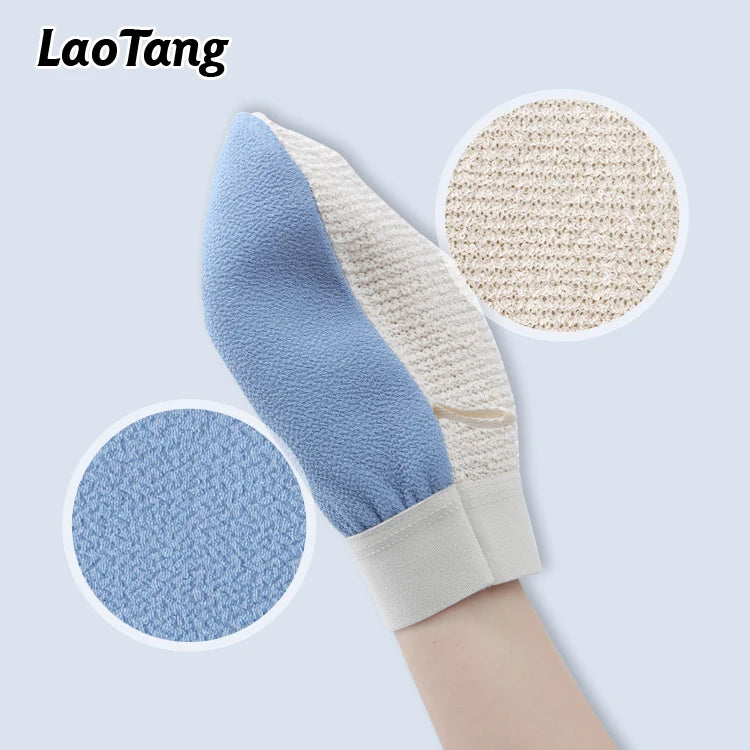 OEM&ODM Natural Sisal and Viscose Remove Dead Skin Korean Exfoliating Mitt Deep Bath Glove Washcloth for Hotel and Travel