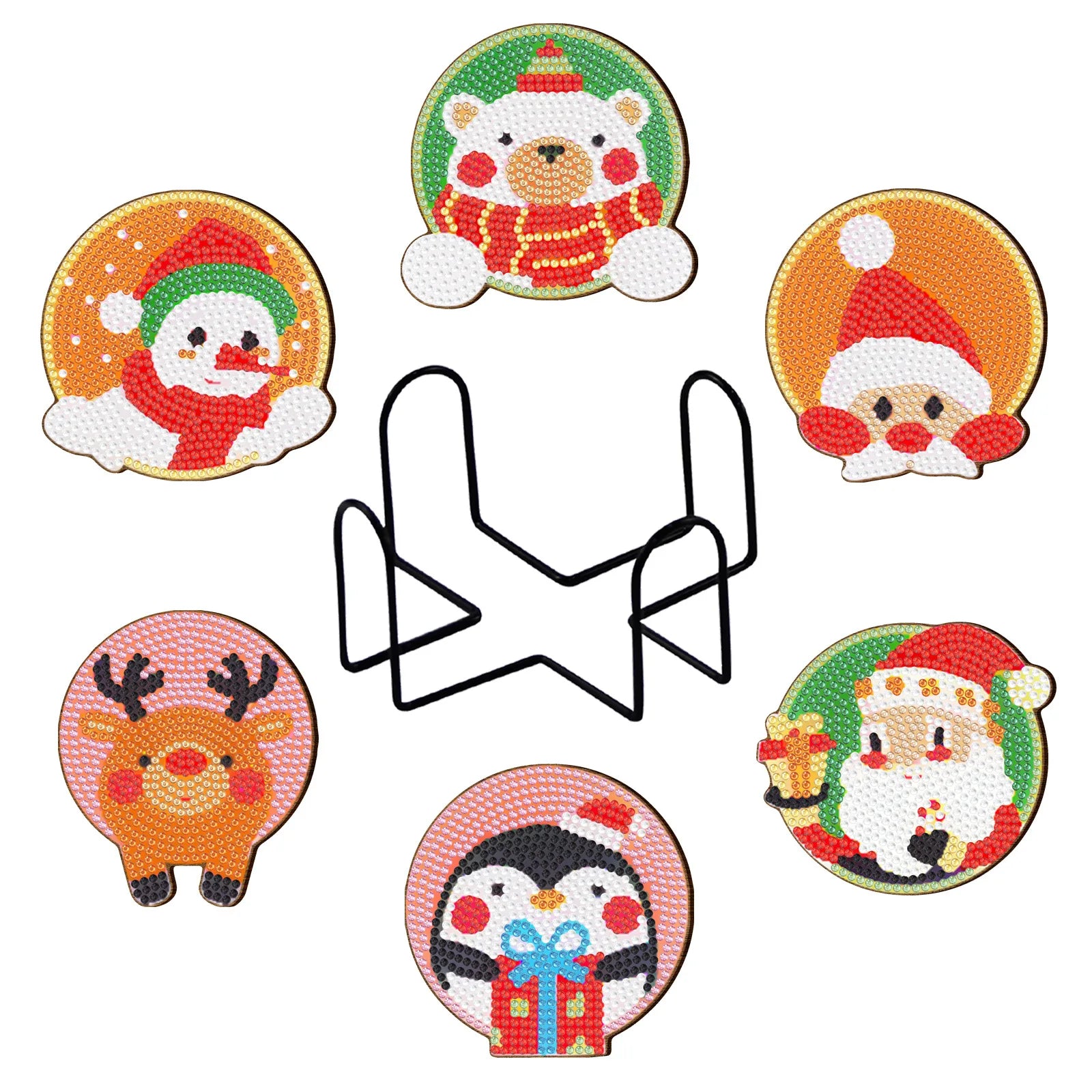 SONGWOO Wholesale Hot Sale DIY Custom Diamond Painting Kit Rhinestone Art Christmas Style Wooden Coasters
