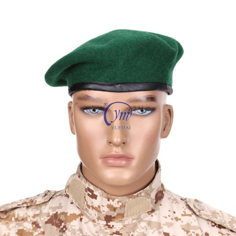 YUEMAI Customize Comfortable 100% Wool Red Green Blue Men's Tactical Beret
