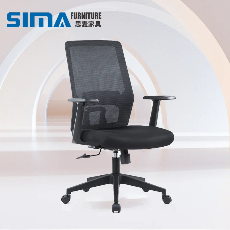 Mesh Manufacturer Ergonomic Design Confort Designer Armrest Footrest Home Office Chair With Black Wheels