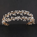 SLBRIDAL Handmade Luxury Rhinestone Crystal Freshwater Pearls Bridal Tiara Headband Wedding Bridesmaids Crown Women Hair Jewelry