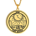 Gold Round 22 Tarot Card Necklace Stainless Steel Jewelry the Major Arcana Astrology Amulet Talisman Pendants Couple Necklaces