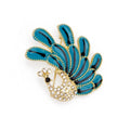 Daili Gold Diamond-encrusted Peacock Feather Brooch Blue and Black Striped Brooch Handmade Lapel Pin Brooch for Unisex