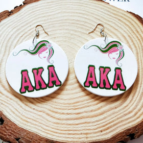 Cheap Price Liberty Gifts Girls Printing Pink Wood Sorority Earrings