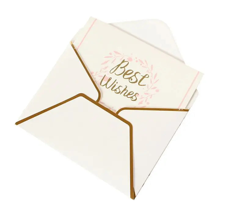 Wholesale Valentine's Day Greeting Card Gold Hot Stamping Thank You Card with Envelope for Wedding Birthday