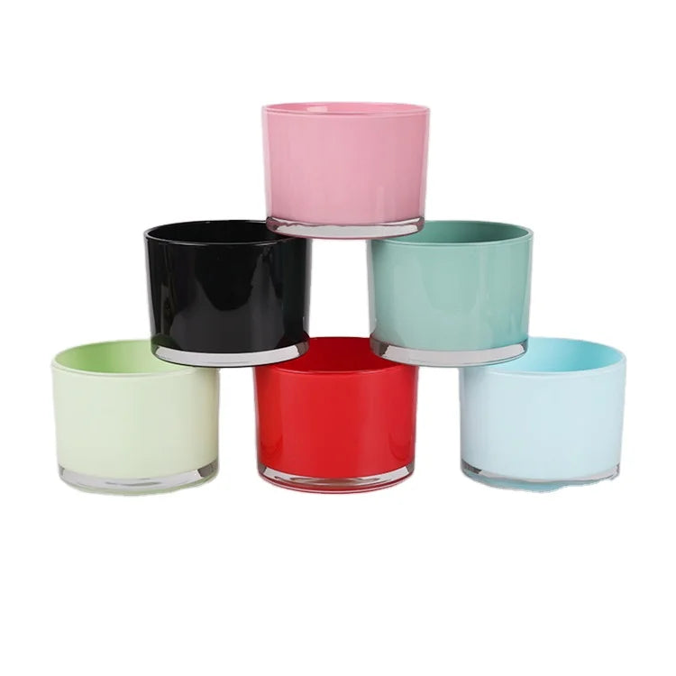 Large 16oz Custom Colorful Clear Frosted Glass 3 Wick Candle Jars Lid for Home Decoration Christmas Personalized Candle Stand