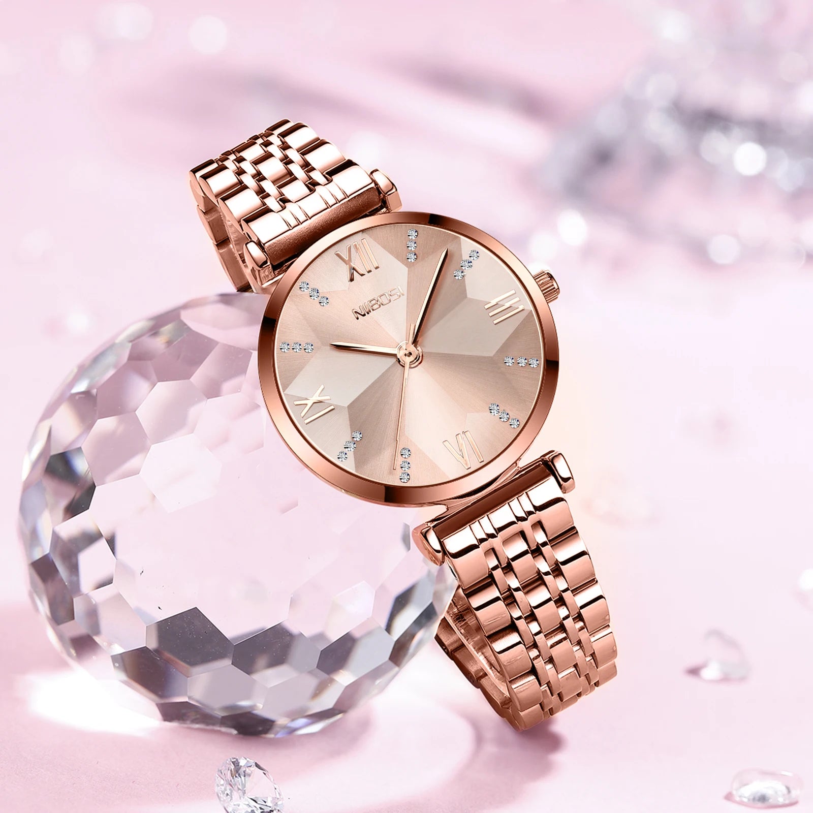 NIBOSI 2529 Latest Women Luxury Watches Chronograph Water Resistant Quartz Watch 3 ATM Fashion Wristwatches