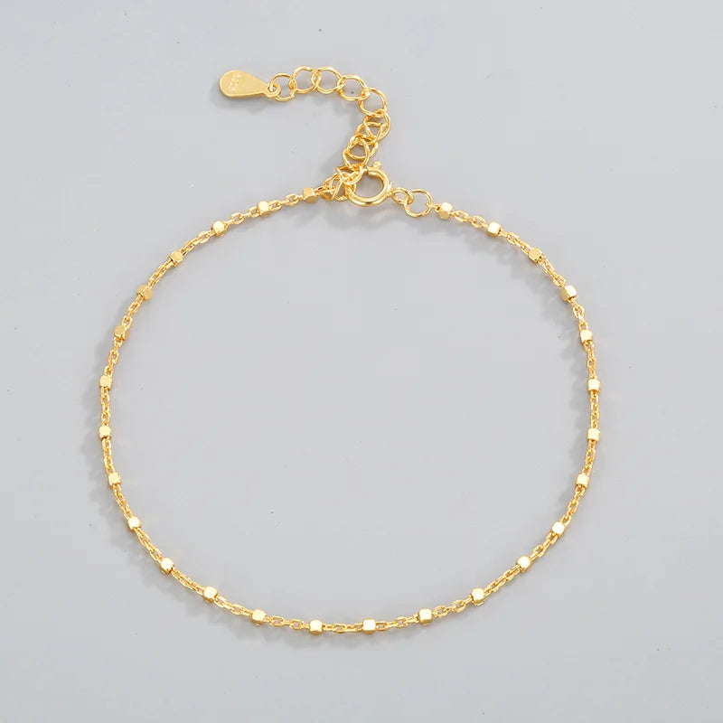 Fine Jewelry 925 Sterling Silver Niche Design Small square Versatile Chain Bracelet Women Silver 925 Chain Bracelet Wholesale