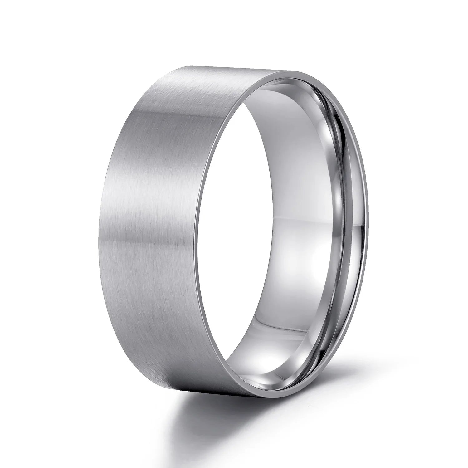 8mm DIY Stainless Steel Ring Core for Wood Inlay Outside Sand Finish Polish Inside