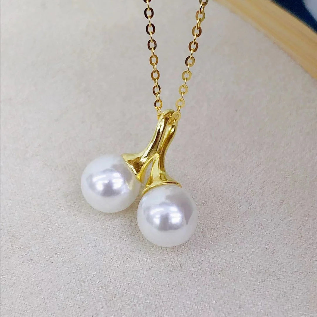 P1566 7-8mm DIY Natural  Freshwater Pearl Charm Pendant Necklace Accessory 925 Sterling Silver Jewelry for Women Without Chain