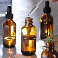 Custom 15ml 30ml 50ml 100ml Flat Shoulder Amber Green Thick Hair Oil Serum Glass Dropper Bottle for Essential Oil Mascara Wigs