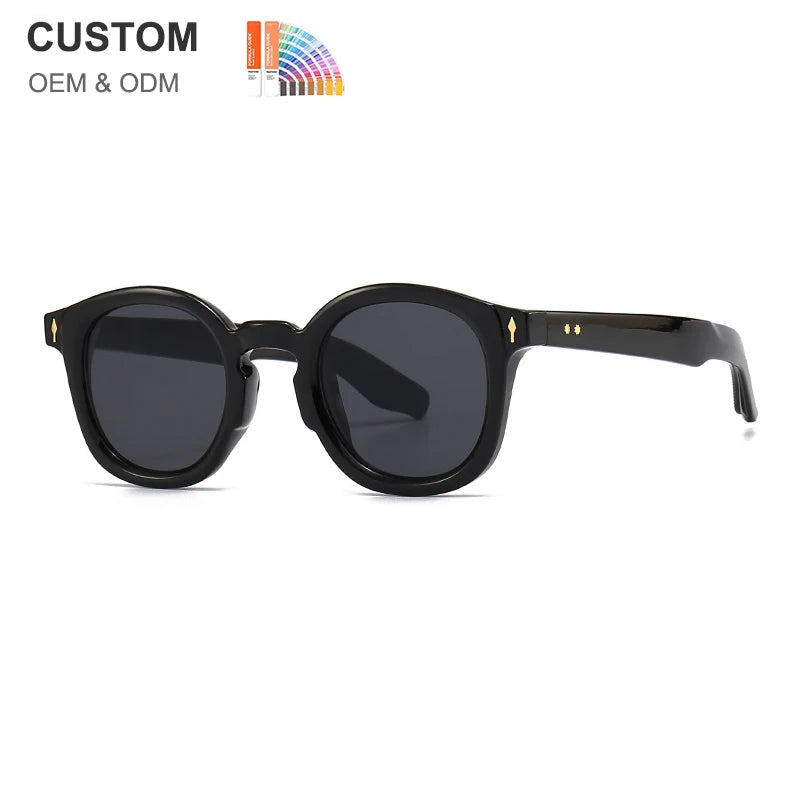High Quality UV400 Retro Sunglasses with Custom Logo Vintage Round Frame Shades for Men and Women Durable PC Material