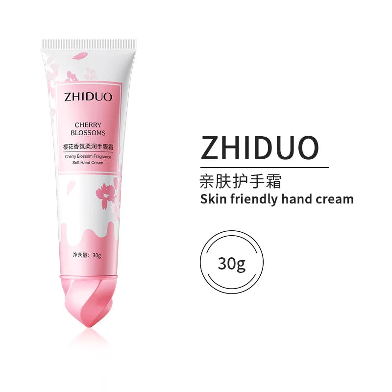2022 OUBO Factory Price ZHIDUO  Sakura Fragrance Soft Hand Mask Cream Moisturizing and Smoothing Hand Cream