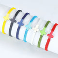 Boho Handmade Friendship Cross Adjustable Braided Bracelet With Stainless Steel Beads
