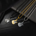 Trendy No Fade Two Tones Stainless Steel Rock Guitar Pendant Popcorn Chain Creative 18K Gold Plated Music Necklace Accessories