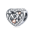 Rose Gold Heart Mother Gift 925 Sterling Silver Charm Mother's Day Gift Fit Bracelet Jewelry Making BSC420