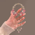 Light Luxury Crystal Flower Tassel Hair Clip Back of Head Meatball Head Plate Hair Ponytail Buckle Clip Rhinestone Hair Claw