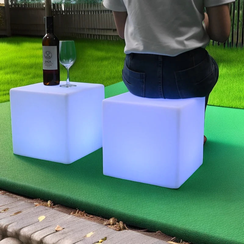 Commercial Outdoor Glowing Night Club Bar Stool Furniture Wedding Party Lighting Event Table Led Cube Chair Light Modern IP65