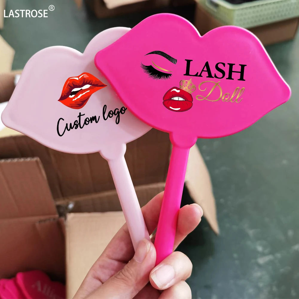 Make Your Own logo Lip Shape Small Handheld Pocket Mirrors Private Label  Makeup Mirror