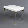 Custom High Transparent Bar Stool Leather Upholstered Acrylic Sofa Footstool Living Room Bedroom Hotel Apartment Gym