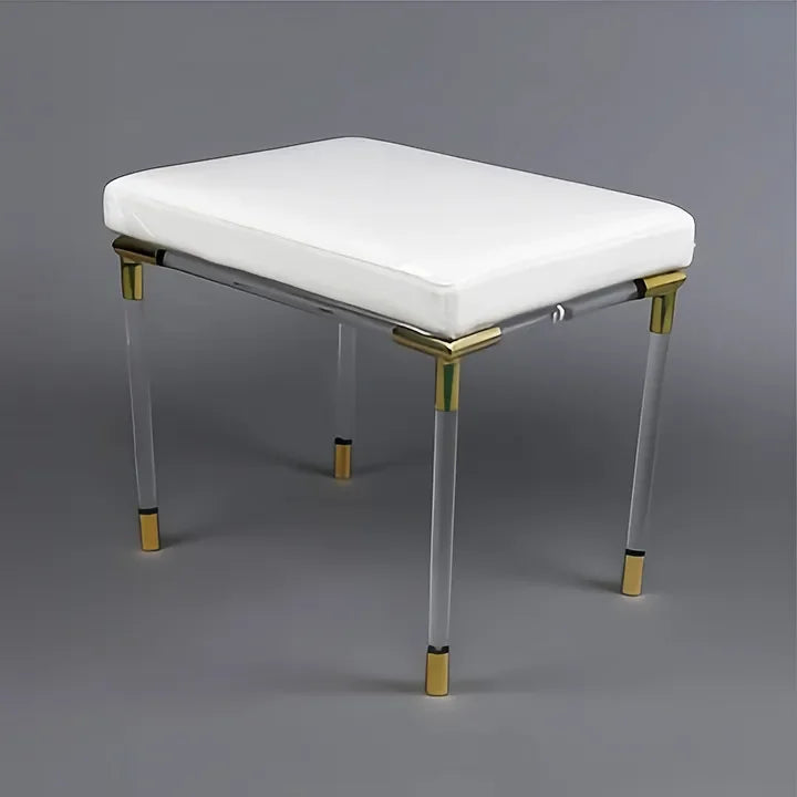 Custom High Transparent Bar Stool Leather Upholstered Acrylic Sofa Footstool Living Room Bedroom Hotel Apartment Gym