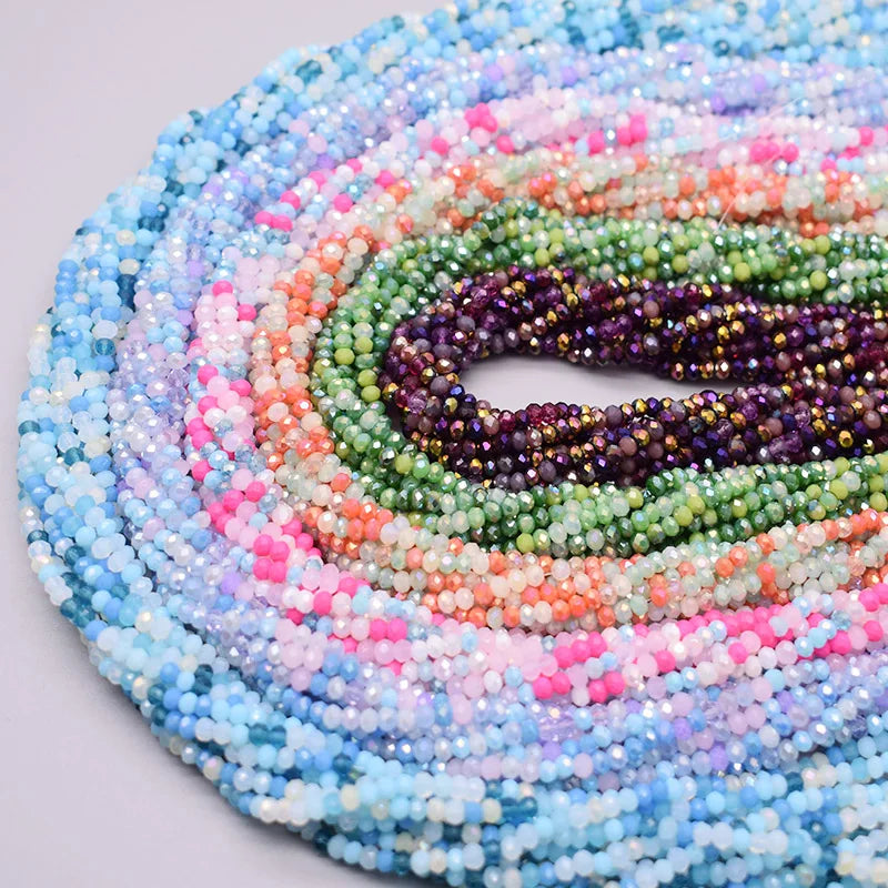 New Mixed-color 2mm Rondelle Faceted Crystal Glass Beads Seed Round Loose Spacer Beads for Jewelry Making DIY Necklace