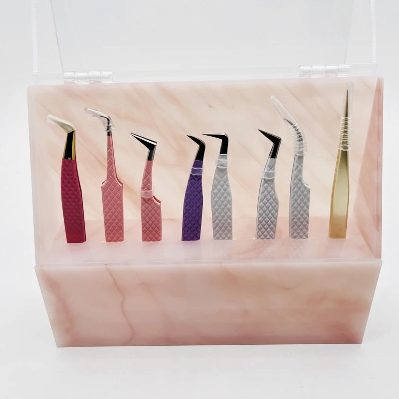 Free Custom Logo Lash Tweezers Volume 90 Degree Private Label Eyebrow Tweezers Fiber Tip Volume Eyelash Extension Tweezers