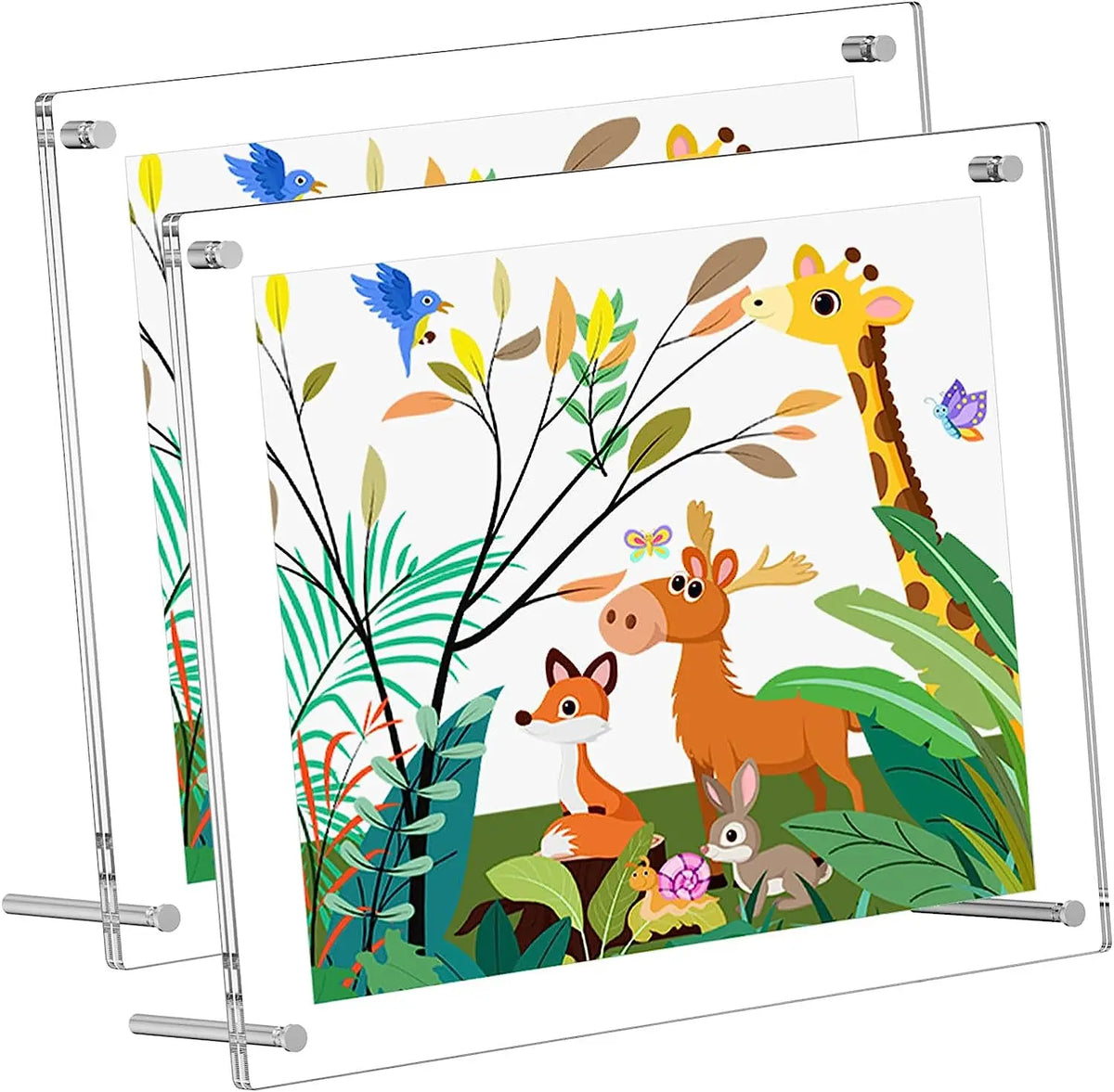 Modern Acrylic Picture Frame Clear Desk Frameless Floating Photo Frame with Stand