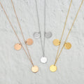 Customizable Stainless Steel 3pcs Multi Plain Coin Pendant Necklace Personalized Link Chain with Name Carving and Logo Date
