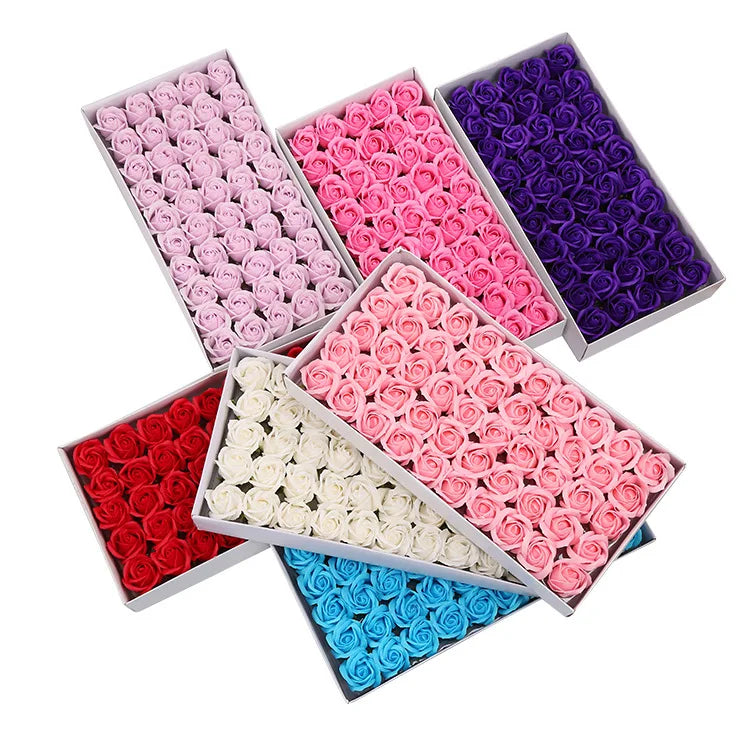 Hot Sale Three Layers With Base Flower Heads in Box Eternal Rose Soap Flower Heads for Art