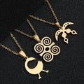 LCS019 Fashion Latest Geometrical African Adinkra Symbols Pendant Gold Plated African Signs Stainless Steel Necklace Jewelry