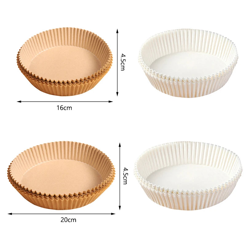 Disposable  White Brown Microwave Round Silicone Oil Paper Baking Liners Easy to Clean Air Fryer Paper Baking Pans