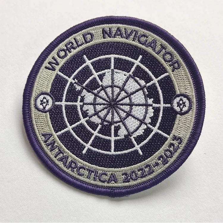 Wholesale Customized 3-inch Purple Gray Iron on Backing Embroidered Patches