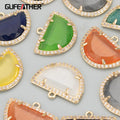 MD06 18K Gold Plated Brass Jewelry Accessories Nickel Free Copper DIY Pendants with Natural Stone Charms 4pcs/Lot