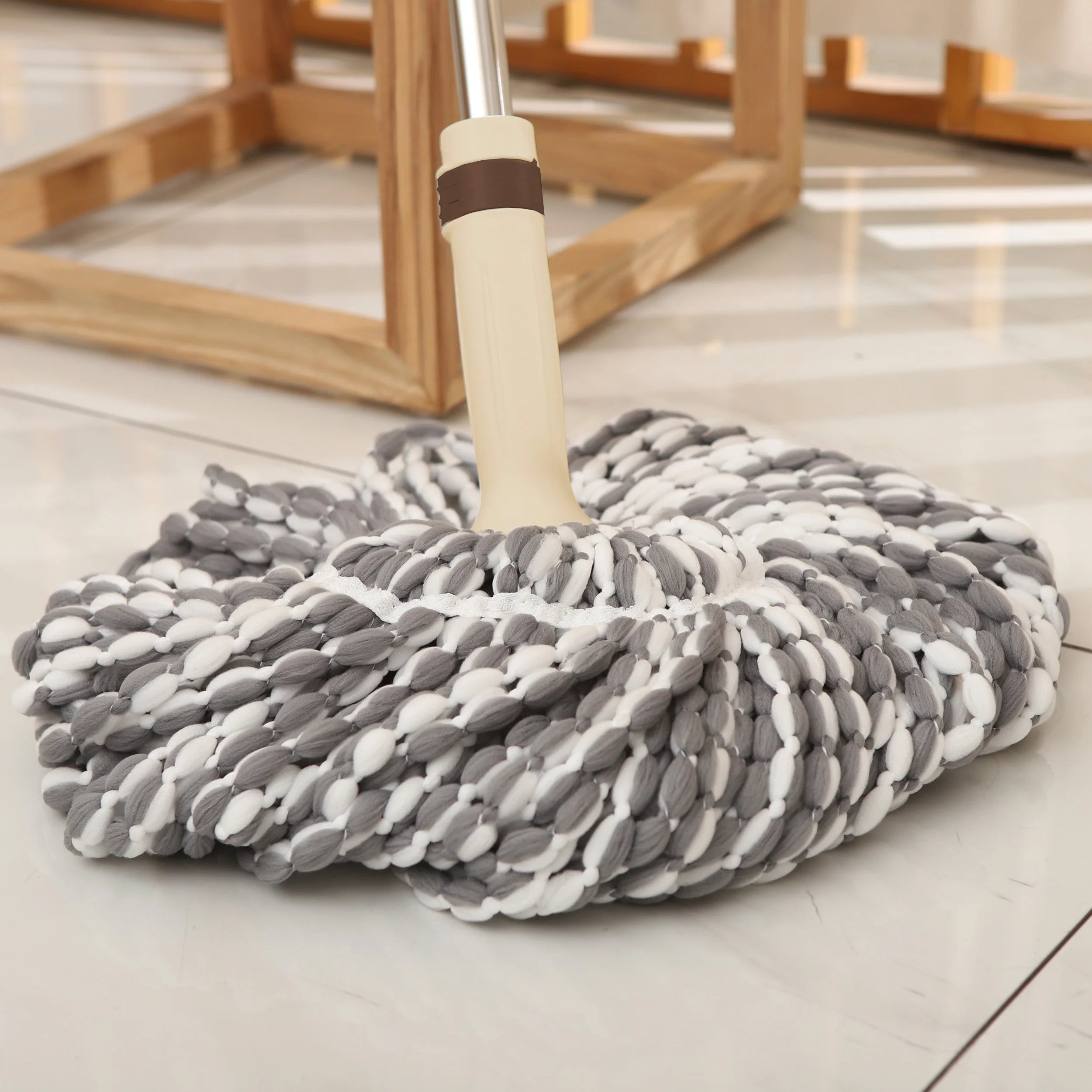 Realida Long Handle Cotton Mop Cloth Towel for Wet Dry Cleaning Rectangle Plastic Floor Mop With Foldable Handle Chinese Mop