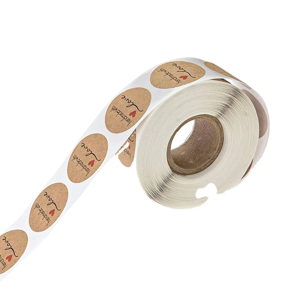 Handmade Natural Kraft Olive 1.5inch Round Stickers 500 Labels on a Roll for Packaging Household Products
