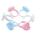 New Arrival Disposable White pink Heart Shape Plastic Lash Extension Blossom Cup Holder Eyelash Glue Rings