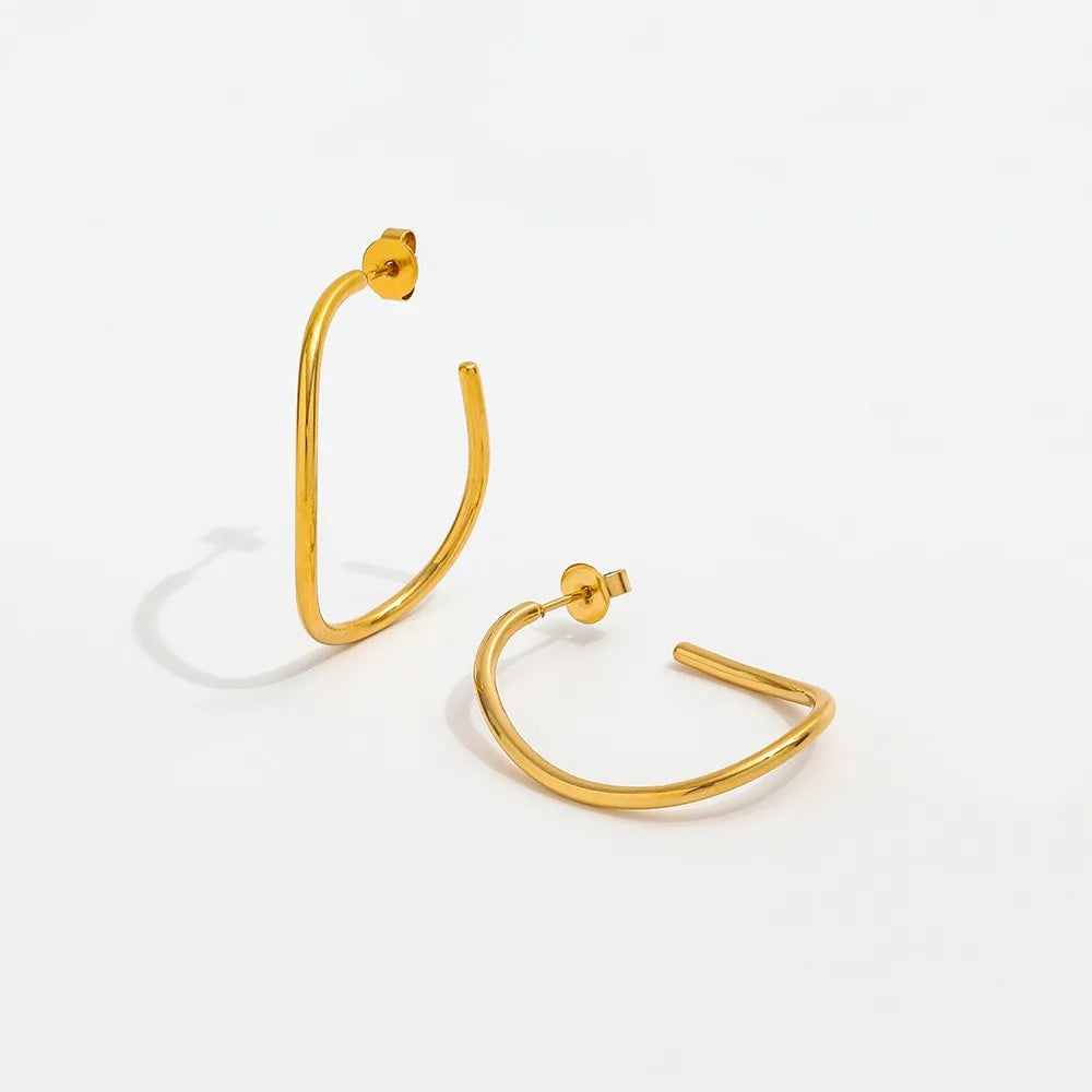 Fenny 18K Gold-plated No Fade Designer Personality Irregular Linellae Hoop Earring Wholesale Stainless Steel Ladies Jewelry