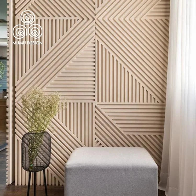 MUMU 3D Interior Classy Luxury TV Decorative Fluted Wave Easy Install Flexible Eco Wood Wall Panel