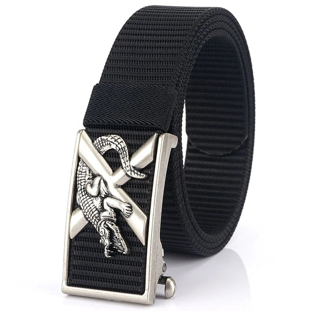 Wholesale Custom TUSHI Men's Casual Belt New Automatic Zinc Alloy Buckle Imitation Nylon Canvas Youth Versatile Model 3.4-74